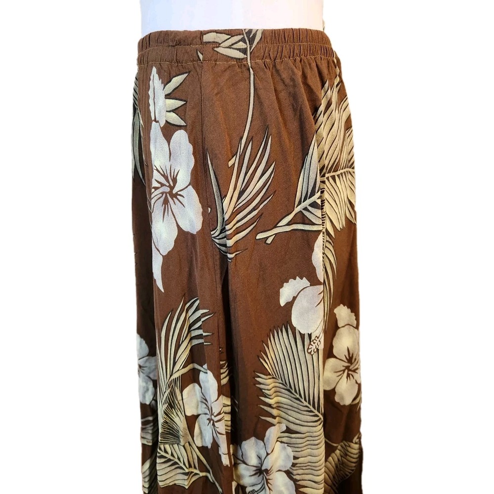 Soft Surroundings Womens Floral Maxi Skirt Sz‎ XS Brown Tropical Beach Bead Boho